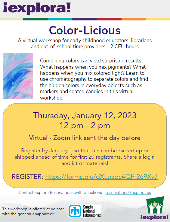 Color-Licious virtual workshop flyer