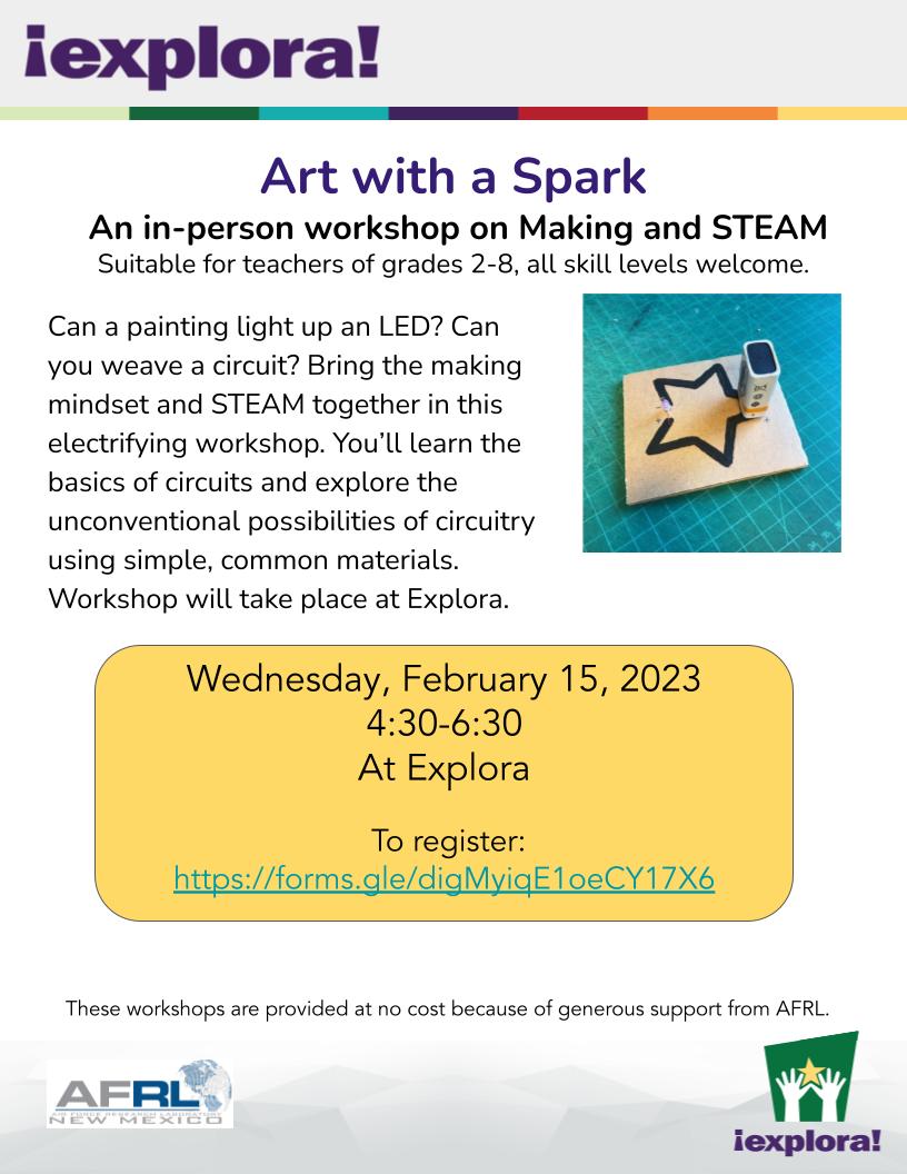 Art with a Spark Teacher Workshop flyer