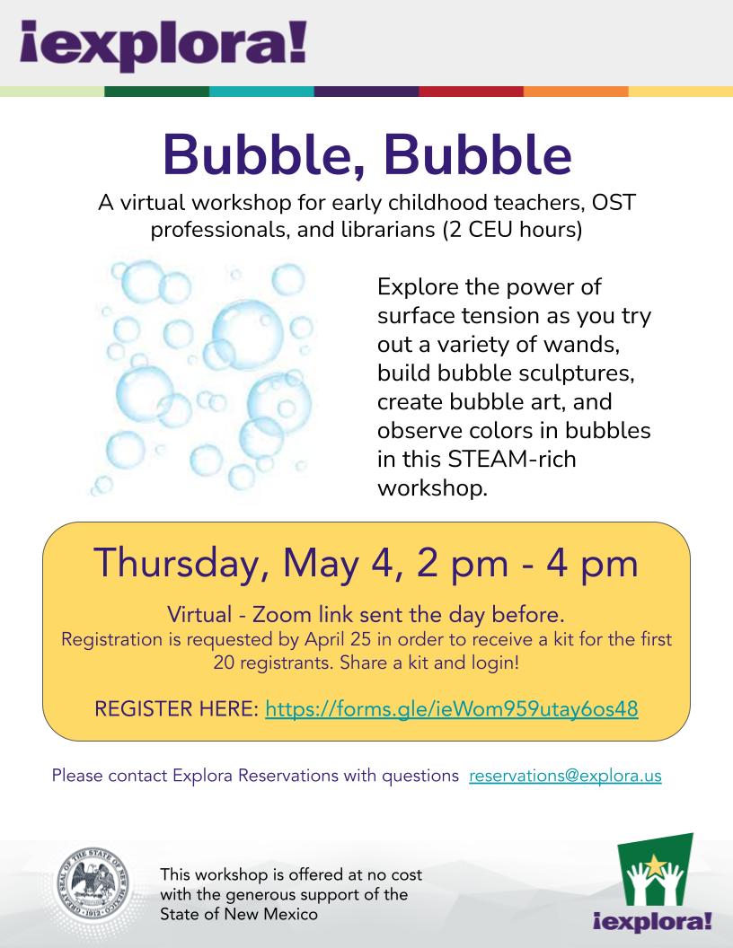 bubble teacher workshop flyer