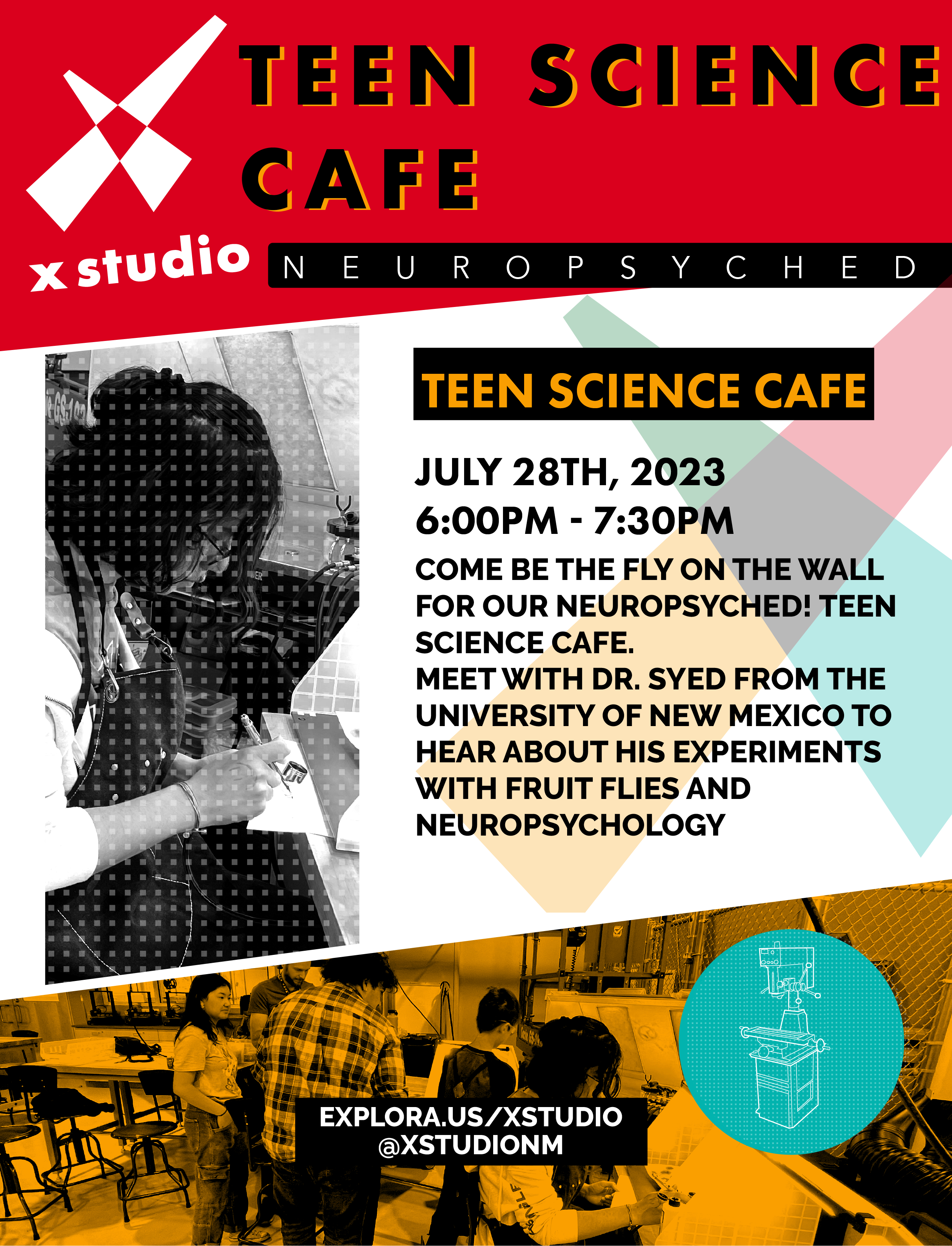 Flyer for Teen Science Cafe. The topic is Neuropsychology.