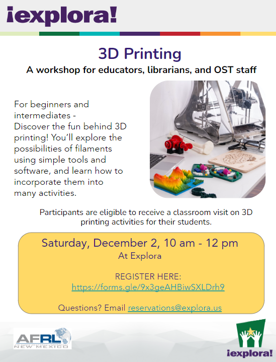 3D Printing Saturday Dec 2 flyer