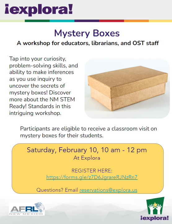 Mystery Boxes workshop for educators on Feb 10 2024